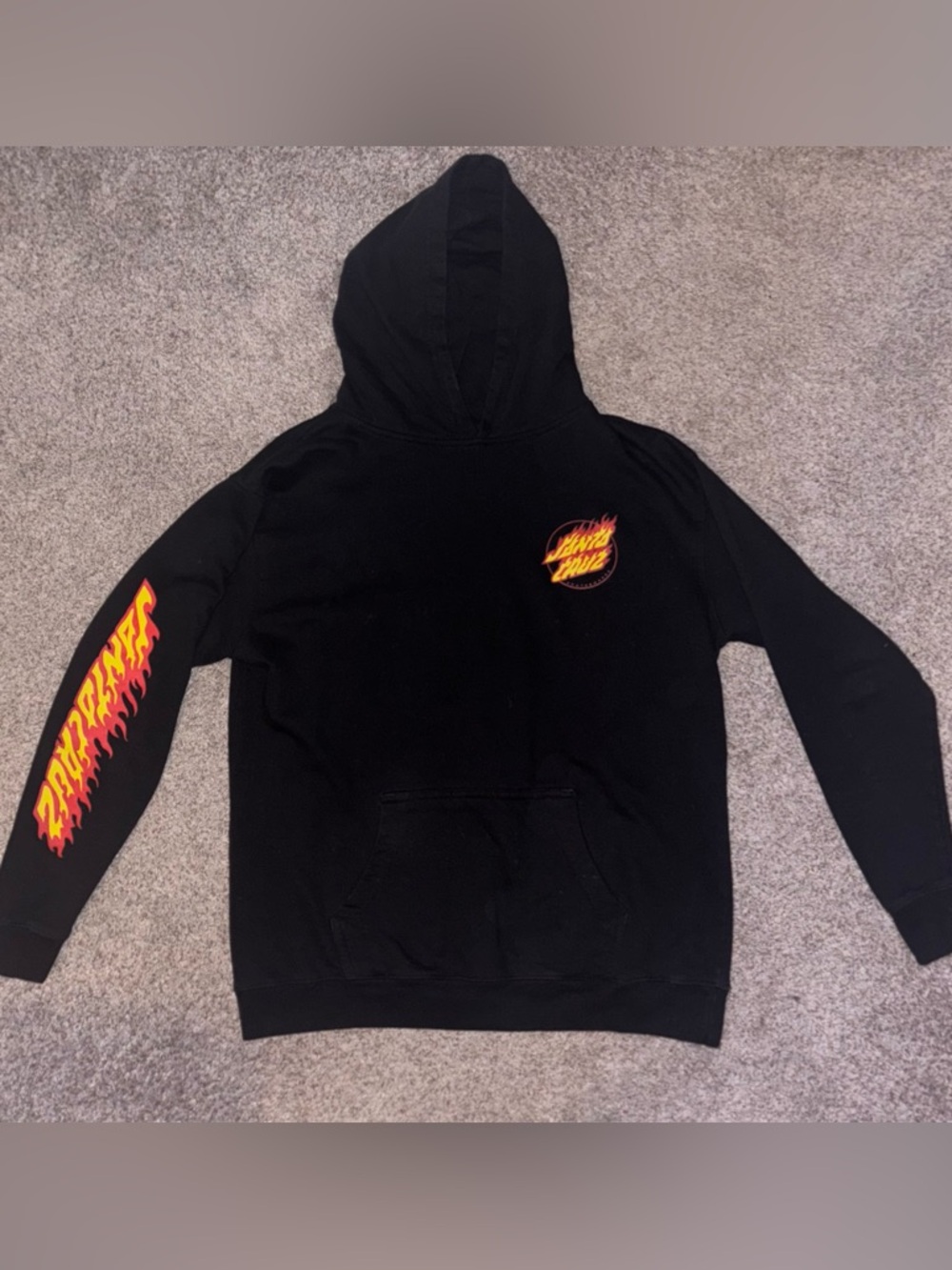 Santa Cruz Skateboards Black Hoodie with Flame Print
